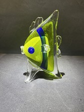 Vintage Glass Fish Signed by Pascal Guernic French Artist Yellow Fish Ornament