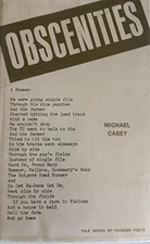 OBSCENITIES (YALE SERIES OF YOUNGER POETS) By Michael Casey - Hardcover *VG+*