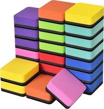 24 Pack Square Magnetic Whiteboard Erasers Mini Dry Erase Board Kids Colors