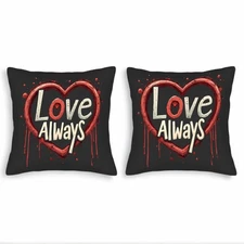 Set of 2 Decorative Throw Pillow Covers 18x18in - Black with Hand 