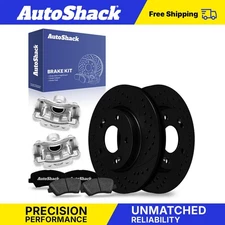 Front Drilled Slotted Brake Rotor Premium Ceramic Pad Caliper for Elantra