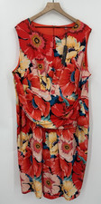 Tahari Dress Women 22W Orange Floral Colorful Tropical Stretch NEW