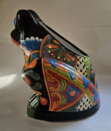 Talavera Frog Planter Large Mexican Pottery Folk Art Animal Hand Painted - Picture 5 of 18