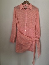 Free People Rillo Mini Shirtdress Womens SP Orange Pink Diamond Front Tie Beachy
