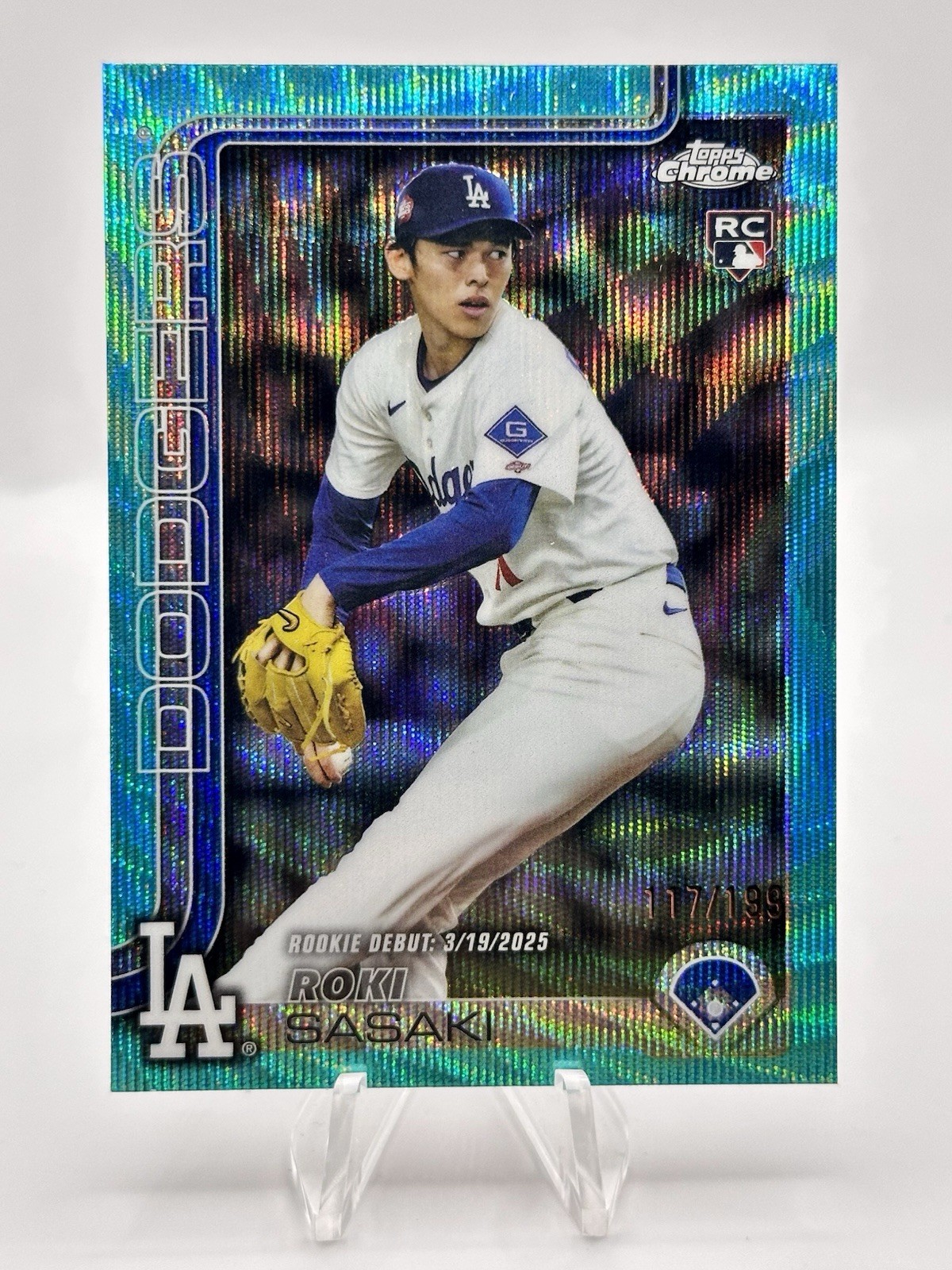 2025 Topps Chrome Update - Roki Sasaki /199 Rookie Debut Aqua Wave USC73 (RC)