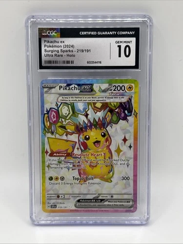 CGC 10 Pikachu ex Surging Sparks 219/191 Ultra Rare Holo Pokémon Card