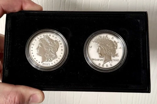 2023-S Reverse Proof $1 Morgan and Peace Silver Dollar 2 Coin Set w/  Box & COA