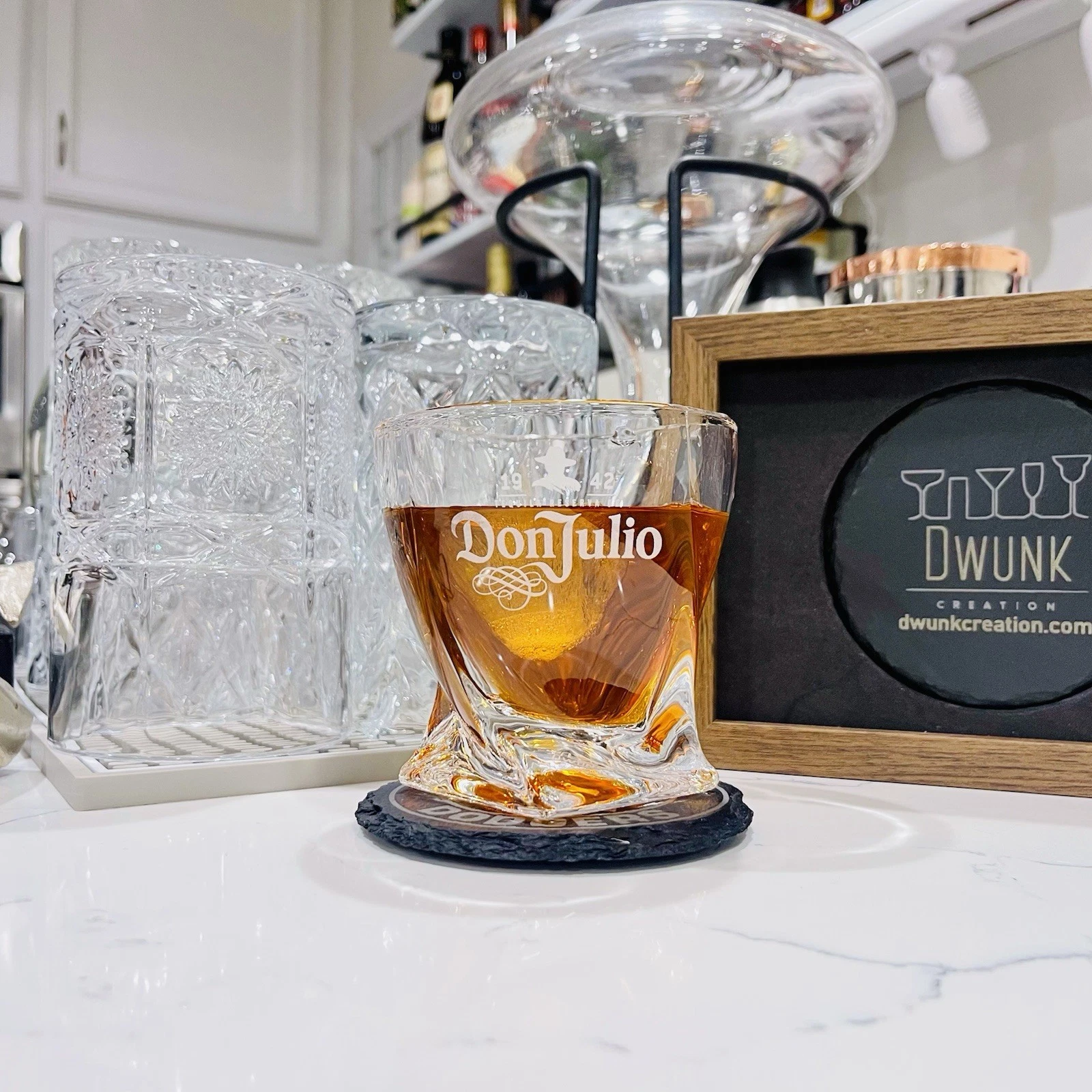 Engraved Don Julio Twisted Whiskey Glass - Twisted Whiskey Glasses