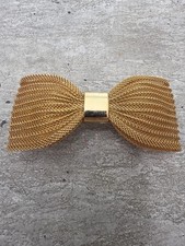 Gold Tone Metal Mesh Bow Barrette Hair Clip for Women Made in France