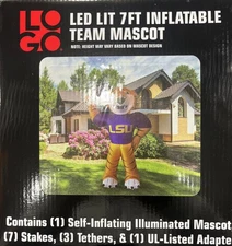 Logo Brands NCAA LSU Tigers 7ft Inflatable Yard Mascot 8211 Easy Inflation NIB