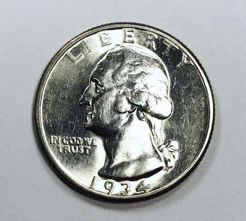 1934 D WASHINGTON QUARTER! GEM BU+++! INCREDIBLY RARE THIS HIGH GRADE! NR #G3544