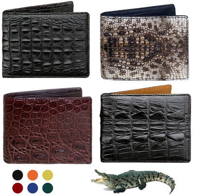 Genuine Crocodile Bifold Leather Wallet Handmade RFID Blocking Wallet Men's