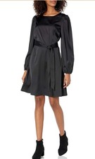 The Drop Little Black Dress Women’s XS Silky Belted Sexy Mini Minimalist Stretch