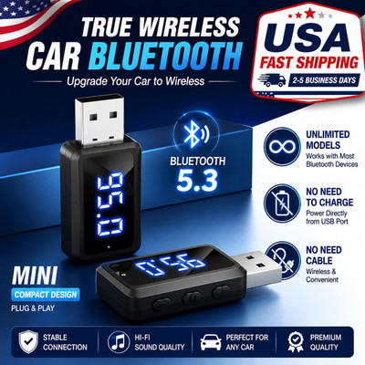 Bluetooth 5.3 FM Transmitter Mini USB Receiver Handsfree Car Audio Adapter