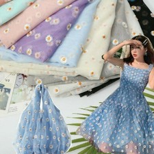 Daisy Lace Mesh Fabric Embroidery Tulle Dress Skirt Sewing Material By Metre