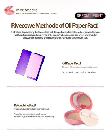 Rivecowe CC Pact Sebum Control Convenient Compact Foundation Free Shipping NEW - Picture 9 of 11