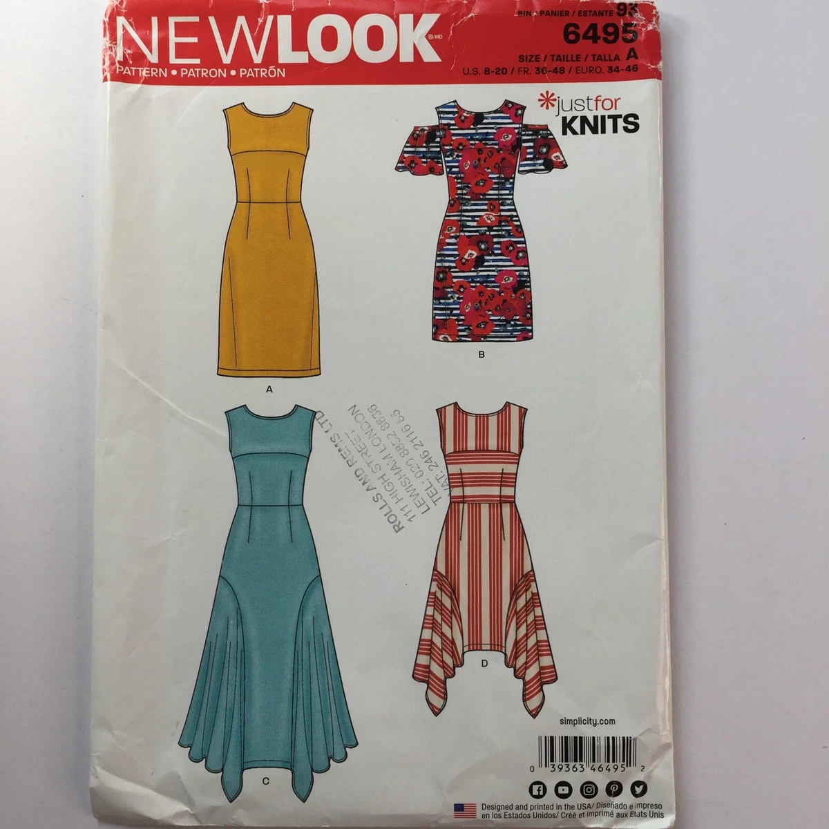 NewLook 6495 Empire Waist Waterfall Skirt Flared Dress Ladies New