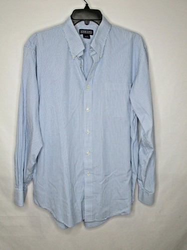 Lands End Mens Dress Shirt 17x35 Blue 