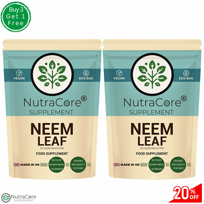 Nutra Core NEEM LEAF 5500mg Kapseln 180 Caps, Bio, Vegan, Detox & Immunsystem