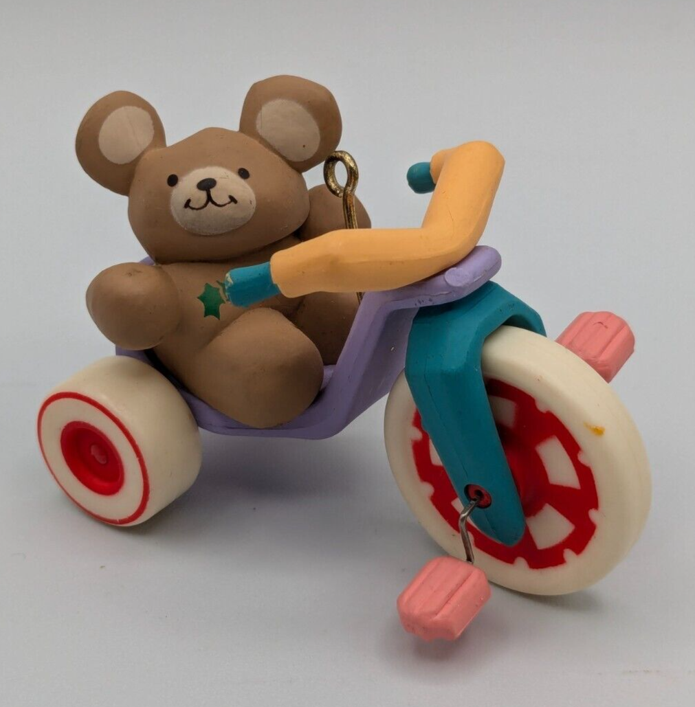 1985 Vintage Hallmark Keepsake Beary Smooth Ride Handcrafted Christmas Bear Ornament