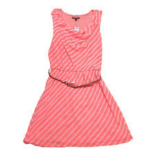NWT Express Dress Womens L Neon Peach Sleeveless Cowl Neck Belted Career Dress