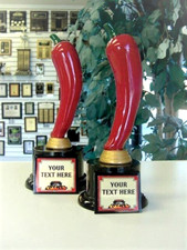 CHILI COOK-OFF SCULPTURE TROPHIES SET OF 1ST AND 2ND FUN NEW DESIGN NB6  NB7 