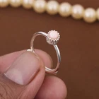 Delicate Ring in Sterling Silver With Pink Opal Minimalist Jewelry Gift For Her