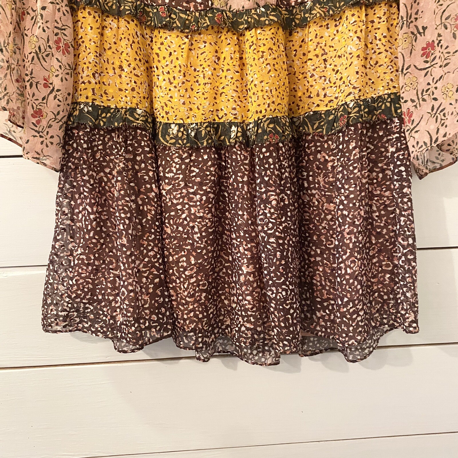 Ulla Johnson Silk Patchwork Drop Waist Dress 0 Fo… - image 12