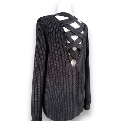 LA Hearts Cardigan Sweater Sz S Black Long Sleeve Open Front  Criss Cross Back