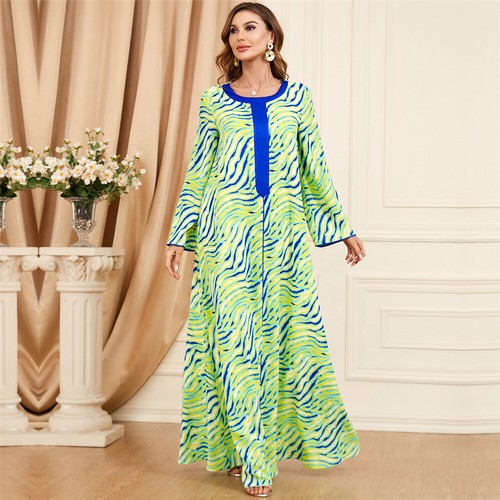 Muslim Floral Kaftan Islamic Women Maxi Dress Ramadan Dubai Caftan Moroccan Gown - Picture 151 of 216