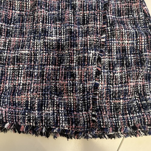 Gonna donna in tweed LOFT taglia 8 blu rosa finto avvolgente foderata con frange dritta - Foto 3 di 9