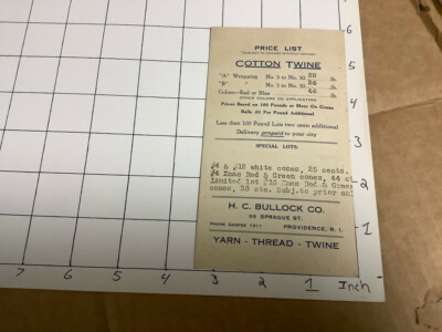 Original Paper: price list - COTTON TWINE - H C Bullock co Yarn Thread Twine