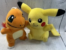 Pokémon Happy Pikachu 9” & Charmander Plush 6"-7" Officially Licensed 2017