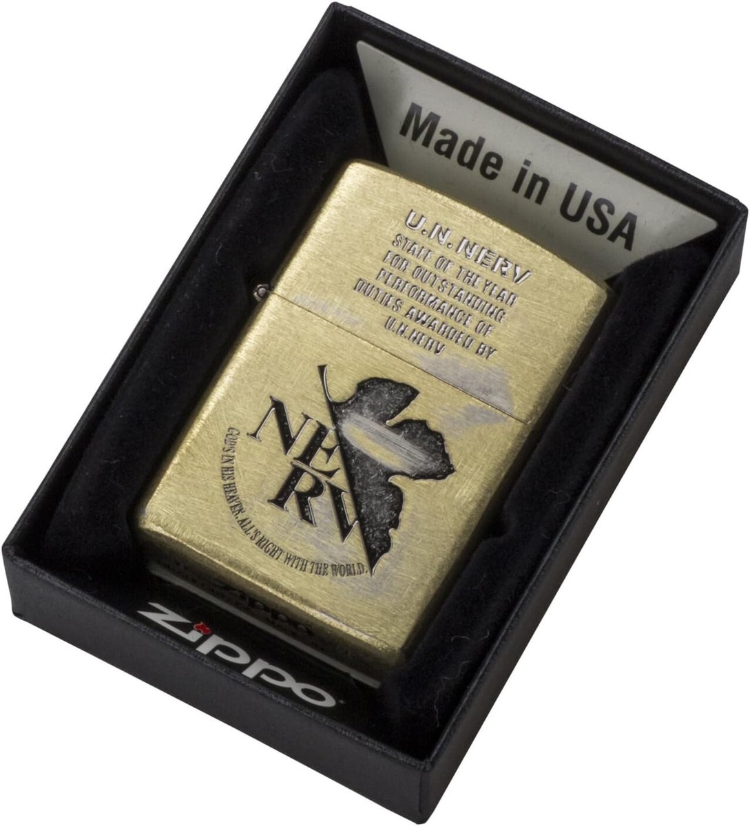 NEW] Zippo Oil Lighter Evangelion U.N. NERV AWARD Ver Gold