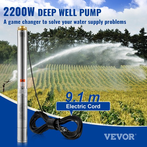 VEVOR Pompa Acqua Sommergibile Pozzi Profondi Acciaio Inox 2200W 9,8 m³/h 144 m - Imagen 2 de 12
