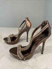 Camille La Vie Rhinestone Strappy 4.5" High Heel Shoes Size 5.5