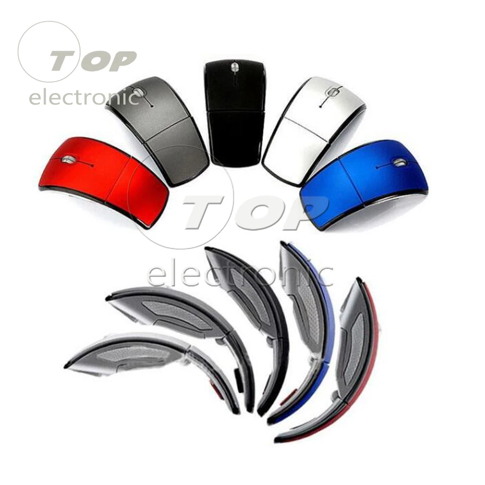 2.4GHz Foldable Arc Wireless Optical Mouse Mice+USB Receiver For PC - Image 2 of 3