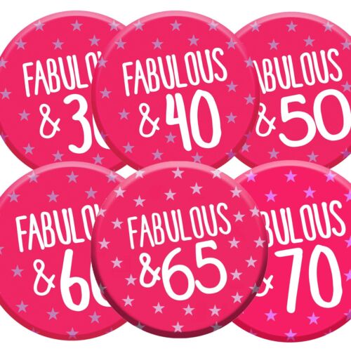 Birthday Badge Gift Idea Party Decorations Women Pink 30th 40th 50th 60th 70th - Picture 1 of 7