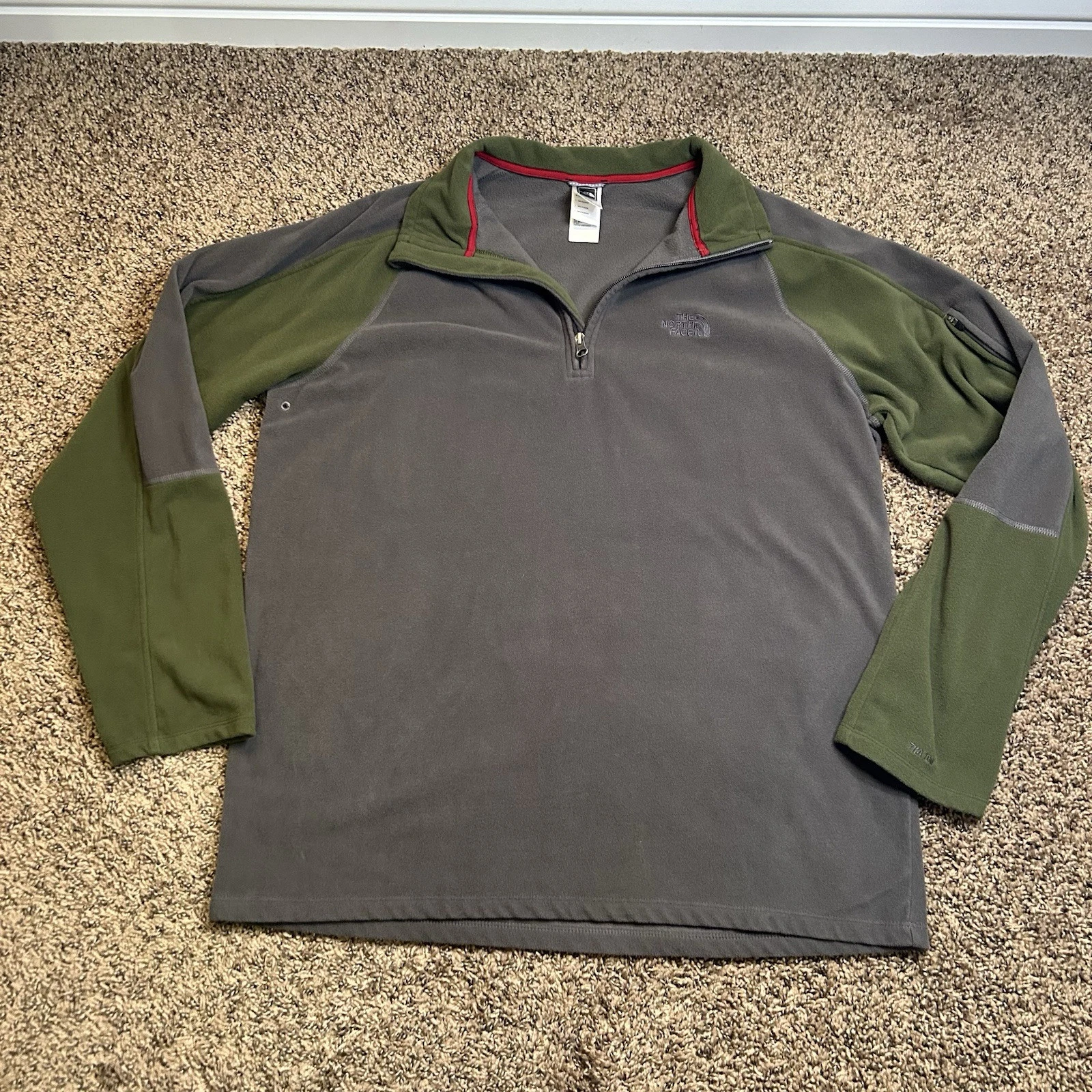 The North Face Half Zip Fleece Jacket Outdoor Green/ Gray Men's XL