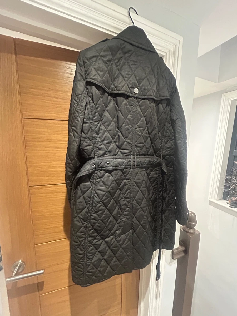 Abrigo acolchado Burberry Brit negro largo con diamantes - apenas usado