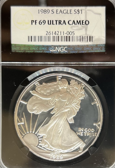 1989-S Silver Eagle PF69UCAM NGC Black Core (#PA2614211005)
