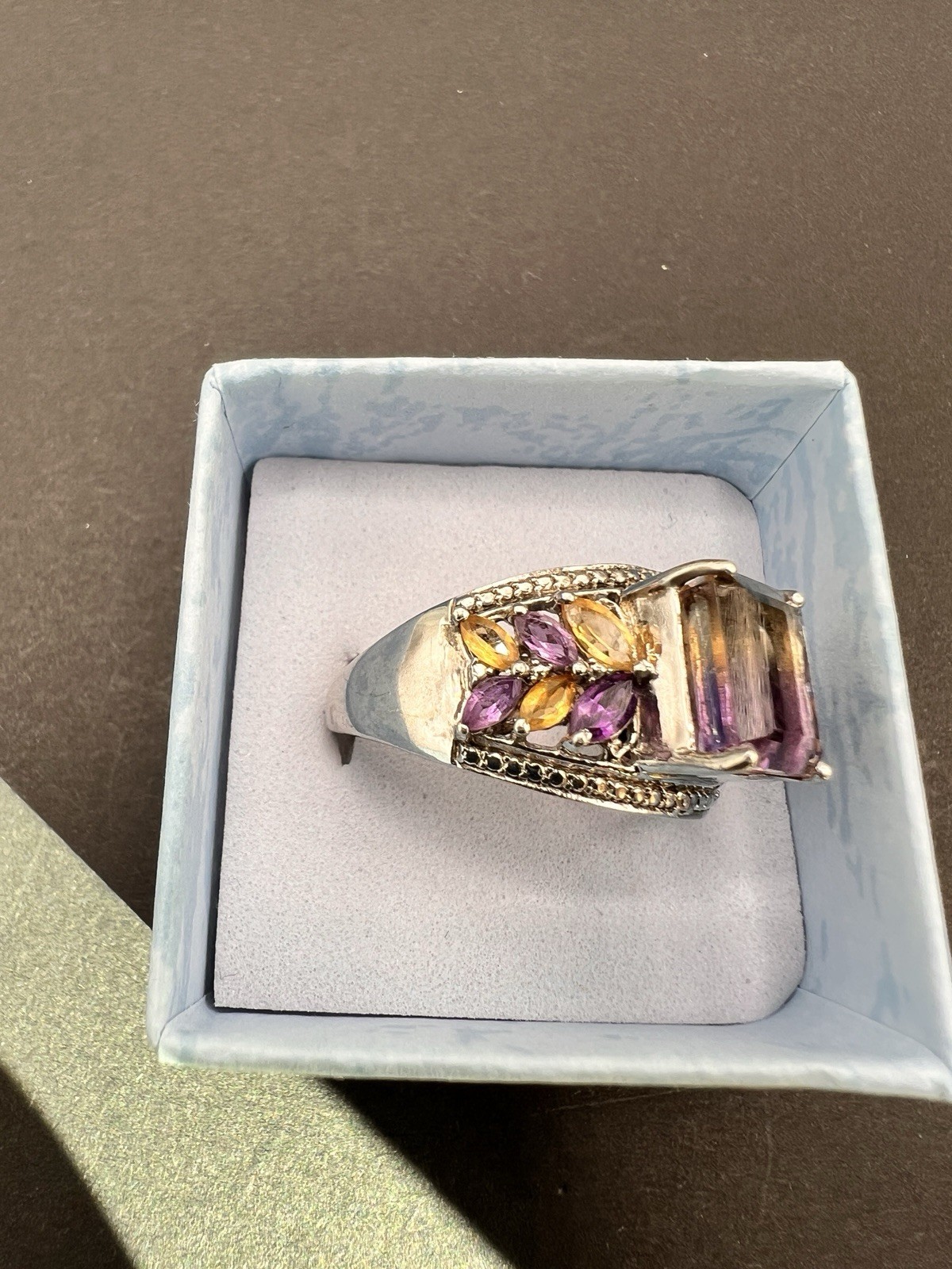 Sterling Silver Multi-Gem Statement Ring-Amethyst… - image 2