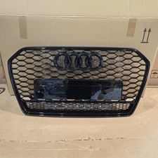 New Honeycomb Mesh Grill Grille Style Gloss Black Fits Audi A6 S6 C7.5 2016-2018
