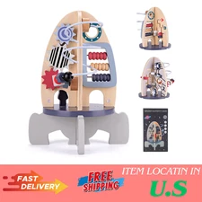 Space Wooden Activity Cube Toys for Baby, Montessoritoys for 1 Year Old Boy & Gi