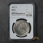 1887 Morgan Silver Dollar $1 - NGC MS61 - Philadelphia