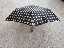 Totes Large Coverage 43" Automatic Open/Close Umbrella Black/Tan Checkered - NEW