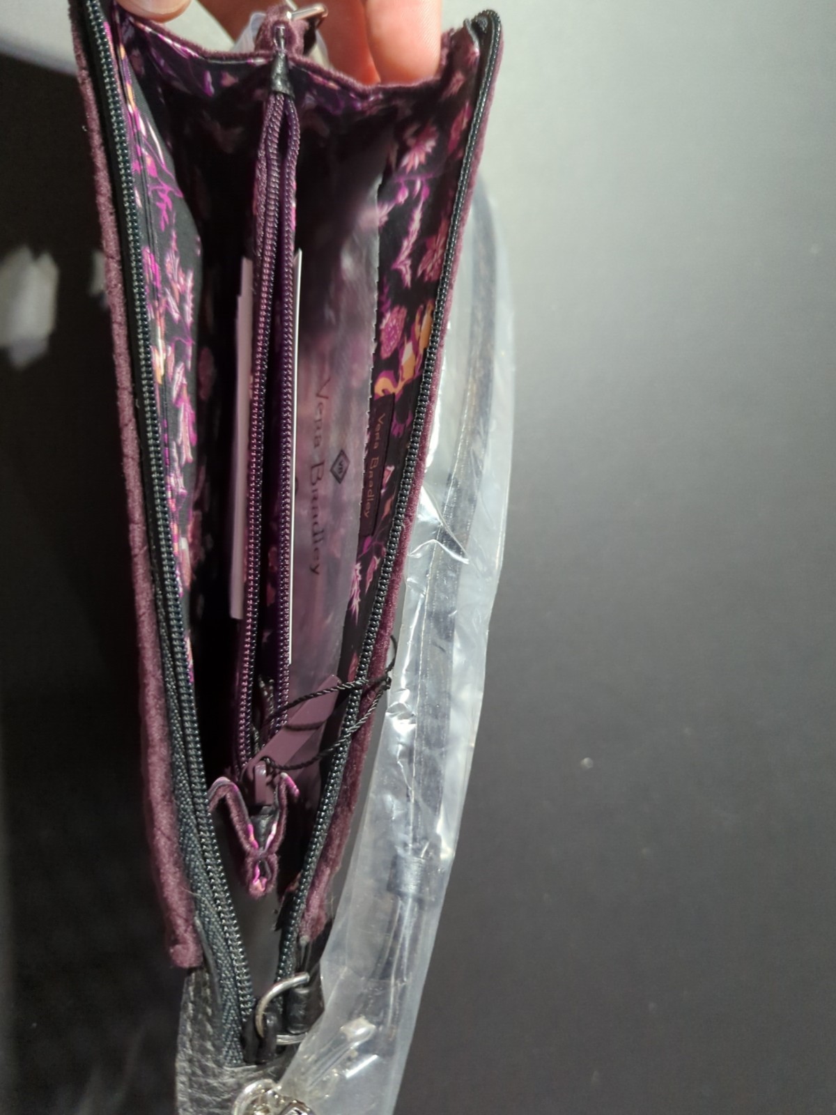 Vera Bradley Iconic RFID Slim Convertible Wristlet in Blackberry Wine Velvet