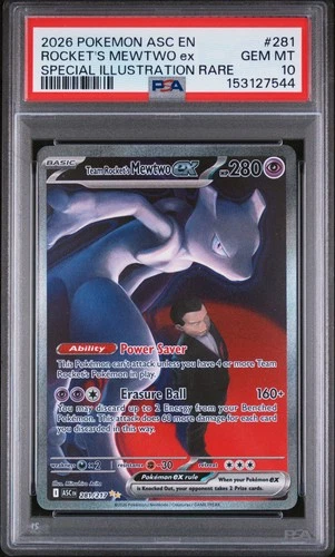 2026 POKEMON ASC SPECIAL ILLUSTRATION RARE #281 TEAM ROCKET'S MEWTWO EX PSA 10