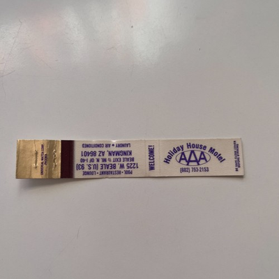 #ad Holiday House Motel AAA W Beale Kingman AZ Vintage Slim Matchbook Cover TSD7 M6 $13.50
