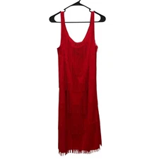 NWT Ashley Stewart Red Fringe Flapper Dress Sleeveless Party Cocktail Evening